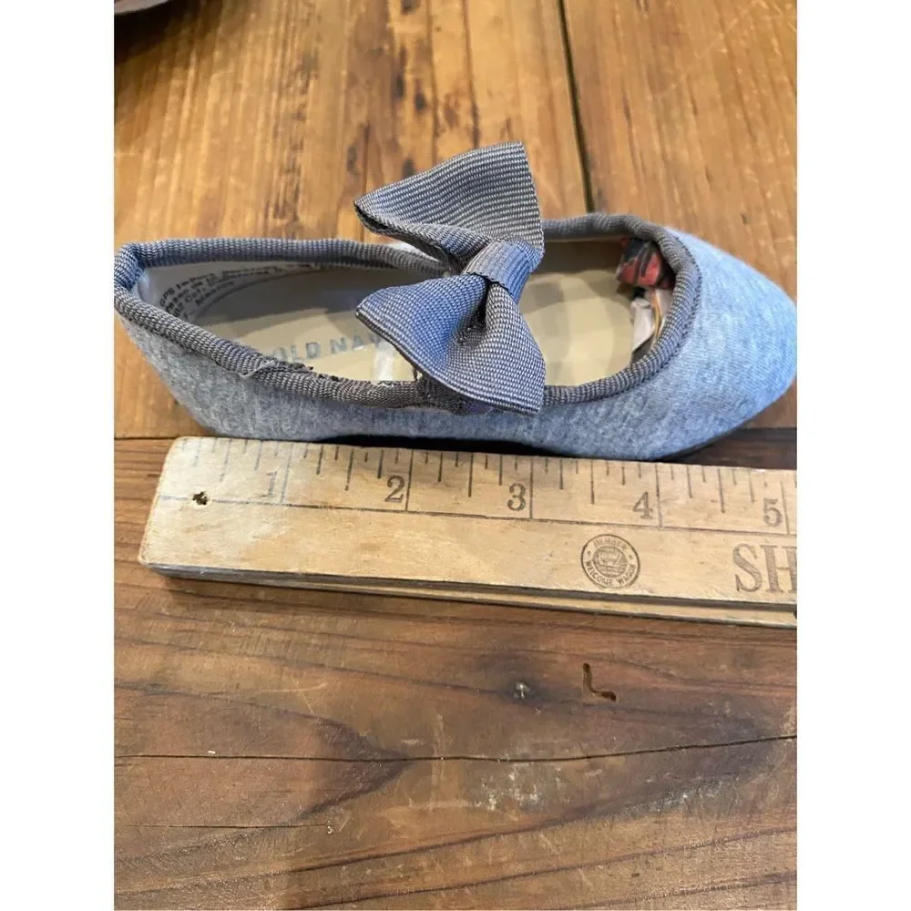 Old Navy Gray Fabric Ballet Slip On Bow  Top Shoe Toddler Size 5